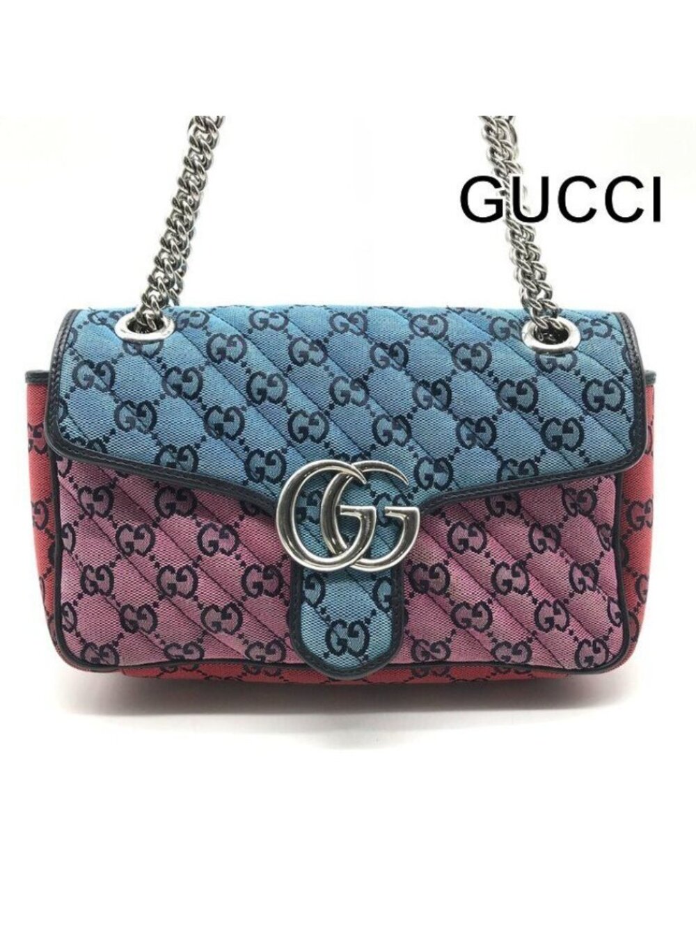 Gucci GG Marmont Chain Shoulder Bag Multicolor Jacquard Canvas